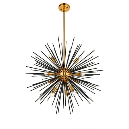 

Light Antique Brass and Flat Black Tone Finish Pendants 26 Wide Iron E12 B Type 10 Light Fixture
