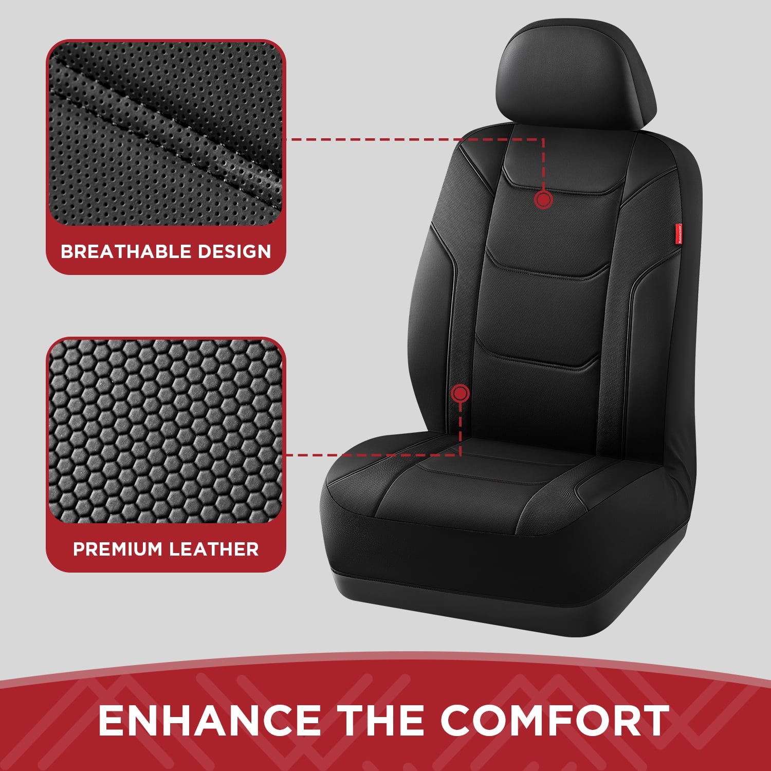 Rubbermaid Leather Car Seat Cover,Front Seat Cover Universal FIT,Waterproof ,Easy to Install for Most Vehicles (Black)