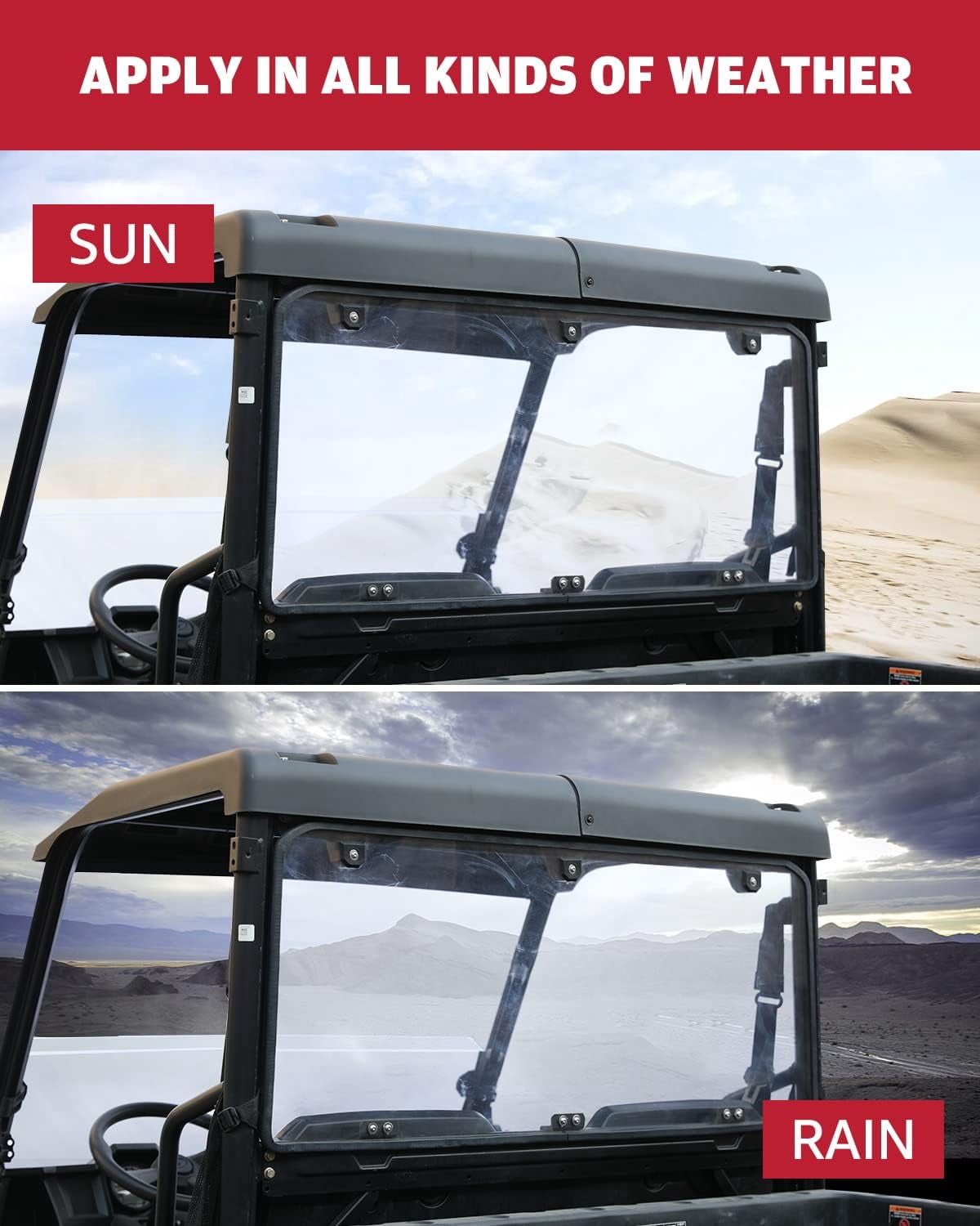 A & UTV PRO Rear Windshield for 2015-2023 Polaris Ranger Midsize 570 500 Crew / 2022-2023 SP 570 Accessories Back Window