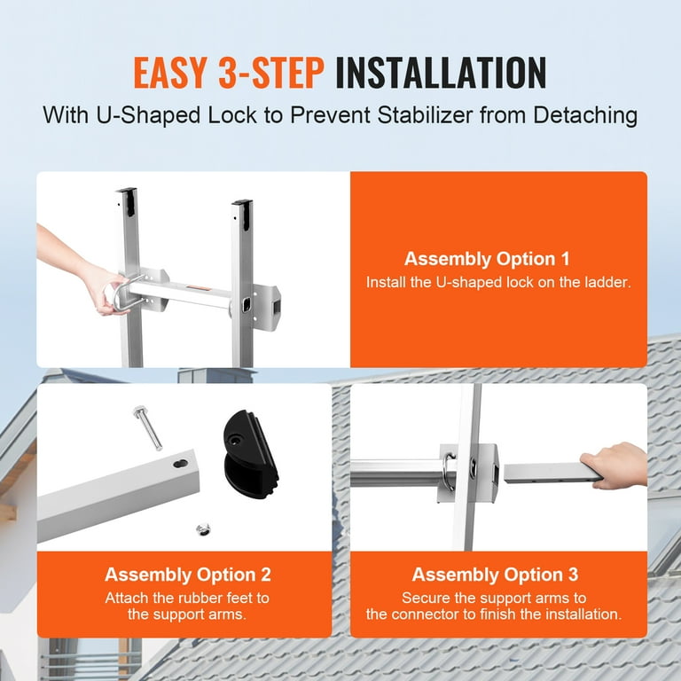 KFFKFF Extendable Ladder Stabilizer with U-Lock Clip photo 5