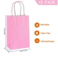 thumbnail image 2 of AZOWA Pink Gift Bags Mini Small Kraft Paper Bags with Handles (4.7 x 2.4 x 6 in, Pink, 12 Pcs), 2 of 8