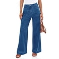 thumbnail image 4 of Women High Waisted Wide Leg Pleated Jeans Loose Elastic Denim Pants with Pockets, 4 of 6