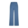 thumbnail image 4 of FRSASU Women's Dress Pants Wide Leg Pull On Stretchy Work Slacks High Waisted Business Casual Straight Trousers with Pockets Blue, 4 of 9