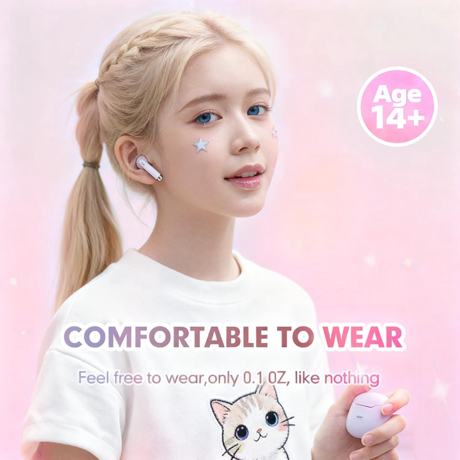True Wireless Earbuds Purple Bluetooth 5.3 with Microphone for Working Out Noise Canceling Blue Tooth Ear Buds Deep Bass TWS Wireless Earphones with Charging Case in Ear Headphone for iPhone Android