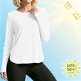 thumbnail image 6 of hotojiny Workout Tops for Women Crewneck Long Sleeve Shirts with Curved Hem UPF 50+ Sun Shirts for Hiking Running Gym Clothes(White,X-Large), 6 of 7