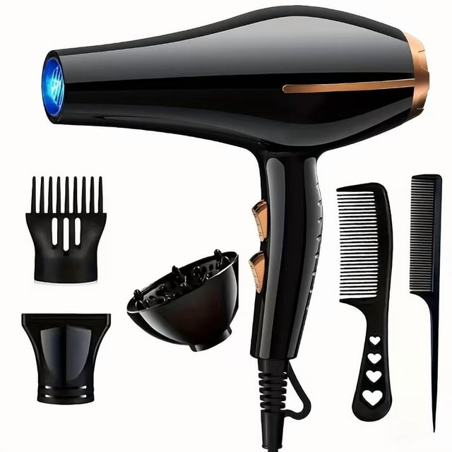 Secador de pelo profesional de 1000W con iones negativos, 3 temperaturas y 2 velocidades,