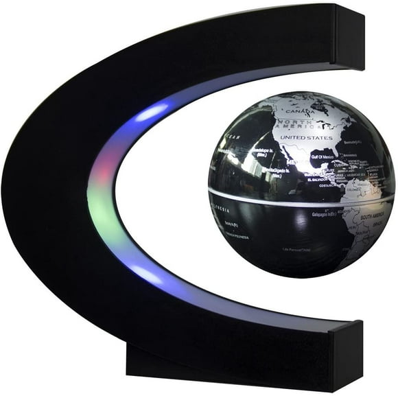 Zshan 1 piece floating globe (with LED light) C-shaped magnetic levitation floating globe World map table decoration