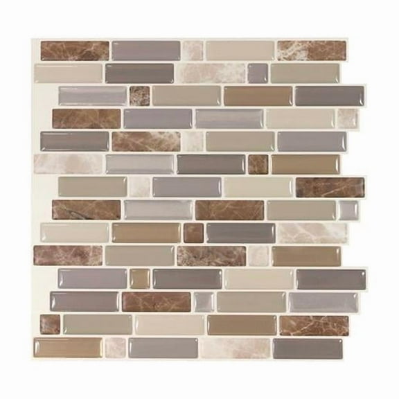 9.36 x 9.73 in. Mosaic Vinyl Adhesive Wall Tile, Multi Color - 4 Piece - Pack of 6