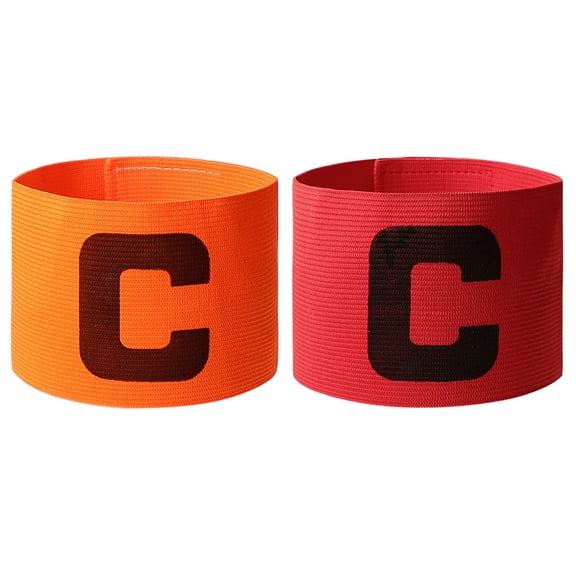 Unique Bargains 3 Pcs Orange Red Elastic Football Soccer Captain Armband with Letter C Printed