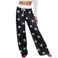 thumbnail image 2 of Women Winter Soild Color Pants Full Length Long Trousers Sports Pants with Star Print and Drawstring for Fun and Comfortable Use,Black,L, 2 of 8