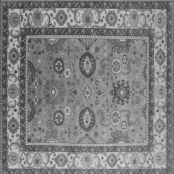 Ahgly Company Indoor Square Oriental Gray Industrial Area Rugs, 7' Square