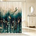 thumbnail image 2 of Erosebridal Boho Dragonfly Shower Curtain 72Wx78L,Dreamy Floral Bath Curtain,Teal Green, 2 of 5