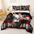 thumbnail image 3 of Manfei Wild Stag Deer Queen Comforter Set,Retro American Flag Comforter Sets Queen,Red Black White,Black Reversible,3-Piece,1 Comforter and 2 Pillowcases, 3 of 7