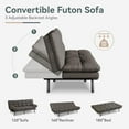 thumbnail image 3 of Futon Sofa Bed Convertible Couch, Grey Linen Sofa Bed with Memory Foam, Adjustable Backrest & Armrests, Multifunctional Small Loveseat Sleeper Sofa for Living Room, Apartment, Office, 3 of 9