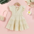 thumbnail image 6 of Tiny Cutey Toddler Baby Girl Dress Summer Ruffle Sleeve Solid Beach Boho Dresses Sundress Clothes for 5-6T, 6 of 7