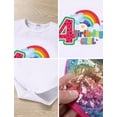 thumbnail image 6 of FYMNSI Kids Girl 4th Fourth Birthday Cake Smash Outfit Rainbow Watermelon Happy Four Years Old Party Cotton Short Sleeve Tops Sequin Shorts Bowknot Hair Clip Summer Clothes Set 4T Hot Pink, 6 of 7