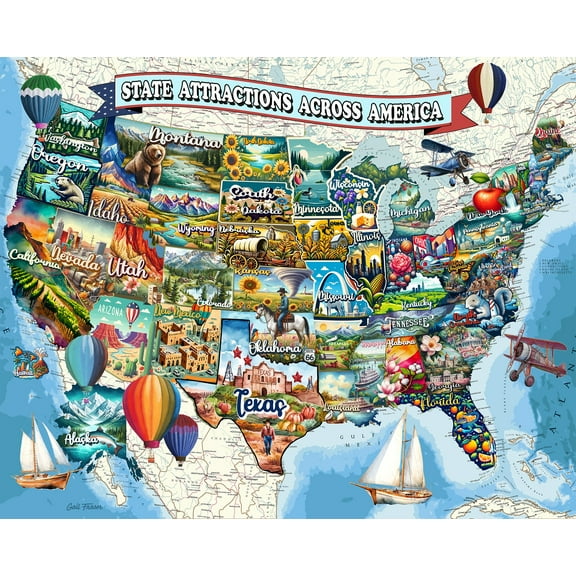 Springbok 1000 Piece All American Attractions Jigsaw Puzzle for Adults - Made in USA