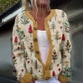 thumbnail image 2 of SNOWSONG Womens Cardigan Sweaters Womens Single Plush Art Floral Print Comfortable Knitted Cardigan Womens Sweaters Cardigans for Women Christmas Cardigan Z-Yellow5 L, 2 of 6