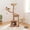 Brown, variant on Pefilos 59" Modern Cat Tree Tower with 2 Flower Perches, Condo, Wicker Basket Bed, Boho Cat Furniture with Real Branch Scratching Post, White