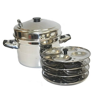 Tabakh IC-204 4-Rack Stainless Steel Idli Cooker with Strong Handles, Makes 16