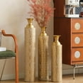 thumbnail image 2 of 3 Piece Handmade Gold Vase, Tall Metal Floor Vase with Embossed Gold Ivy, Large Flower Vase, 2 of 7
