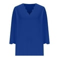 thumbnail image 5 of Loopsun Womens Fall Tops Plus Size, 3/4 Sleeve T Shirts for Women, Women's Casual Solid Quarter Sleeve V-neck Pullover Top Blue, XXXL, 5 of 5