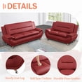 thumbnail image 3 of Aukfa 3 Piece Sofa Set - 79" Upholstered 3 Seat Sofa Couch for Living Room Bedroom, Leather, Red, 3 of 9