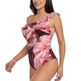 thumbnail image 5 of Daiia Delicate Pink Carnations Women's One Piece Swimsuits Personalized One Shoulder Swimwear Asymmetric Ruffle Bathing Suits-Small, 5 of 8