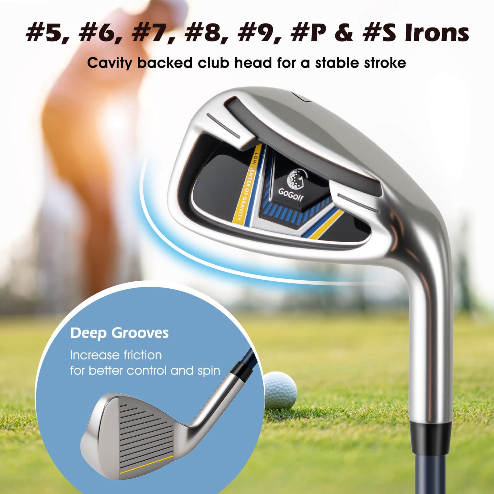 Costway 12 Pieces Men's Complete Golf Club Set Right Hand 460CC #1 Driver & #3 Fairway