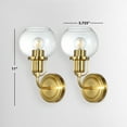 thumbnail image 3 of SAFAVIEH Huron G14 Satin Brass Metal Wall Sconce with Clear Glass Shade, Set of 2, 3 of 17