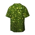 thumbnail image 6 of Lsque Green Glitter Sparkle print Men's Cuban Collar Short Sleeve Shirt Summer Beachwear Casual Button Down Fashionable Vacation Leisure Shirt-Large, 6 of 7