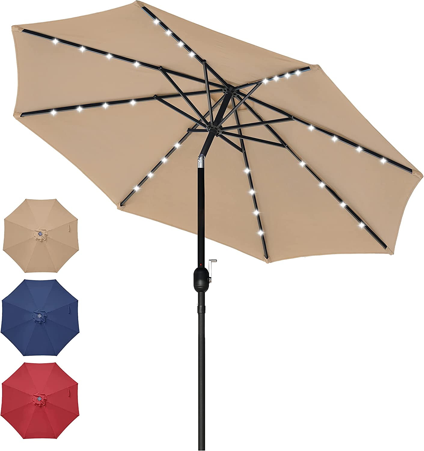 Simple Deluxe 9" Solar Umbrella 32 LED Lighted Patio Umbrella Table