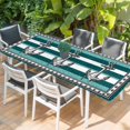thumbnail image 2 of Teal Blue Anchor Table Cloths for 8 Foot Rectangle Tables, Nautical Summer Beach Coastal Ocean Patio Waterproof Elastic Fitted Tablecloths, Washable Rectangular Table Cover for Camping, 2 of 8