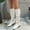 ZB-White, variant on Tall Boots for Women Knee High Boots Women Square Toe Pull On Wide Calf Riding Fashion Buckles Chunky Metallic Casual Vintage Buckle Rivet Black Size,8.5