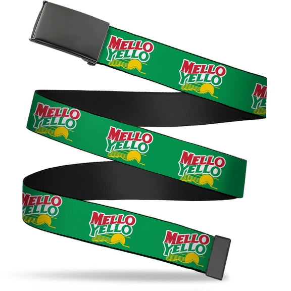 Adjustable Belt, Clamp Buckle, Cut-to-Fit, Mello Yello Logo Green White Red Yellow