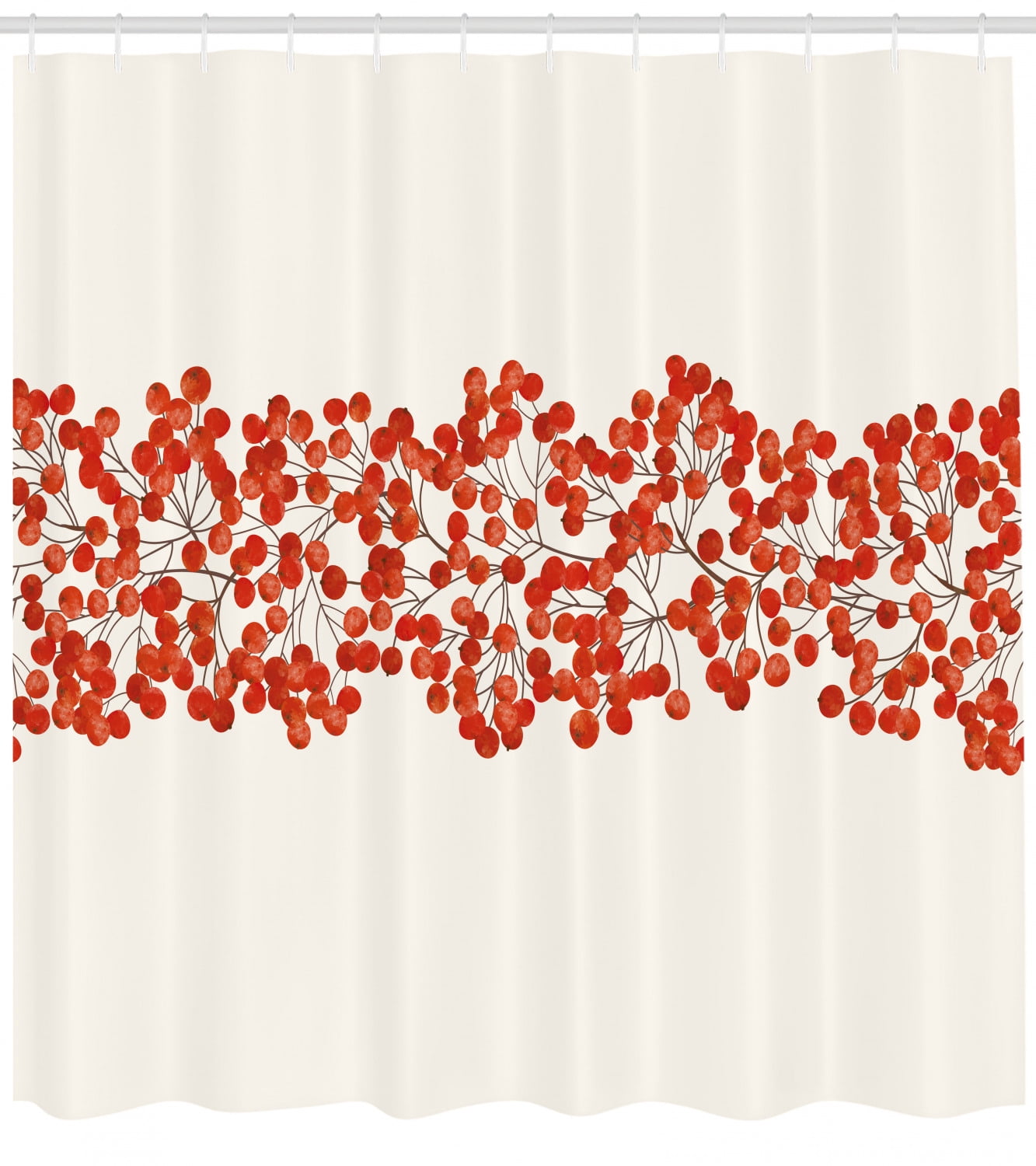Rowan Pattern Shower Curtain Fabric Decor Set with Hooks 4 Sizes Ambesonne