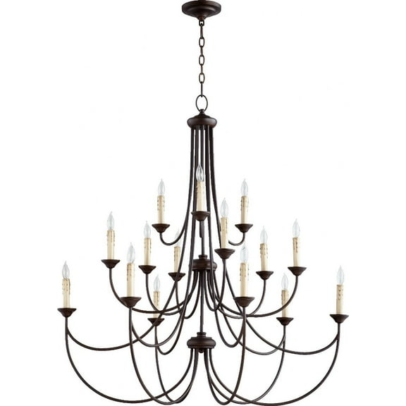 Quorum Lighting Brooks 15-Light Chandelier, Oiled Bronze, 43 Width, 43 Height