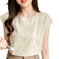 thumbnail image 3 of Women's Satin Lapel Shirt Long Sleeve Blouse Tops Solid Color Crew Neck Loose Fit Casual Business Work Office Vacation Outfits Fashion Essential Gift for Women | Sopatenor,Khaki XL, 3 of 7