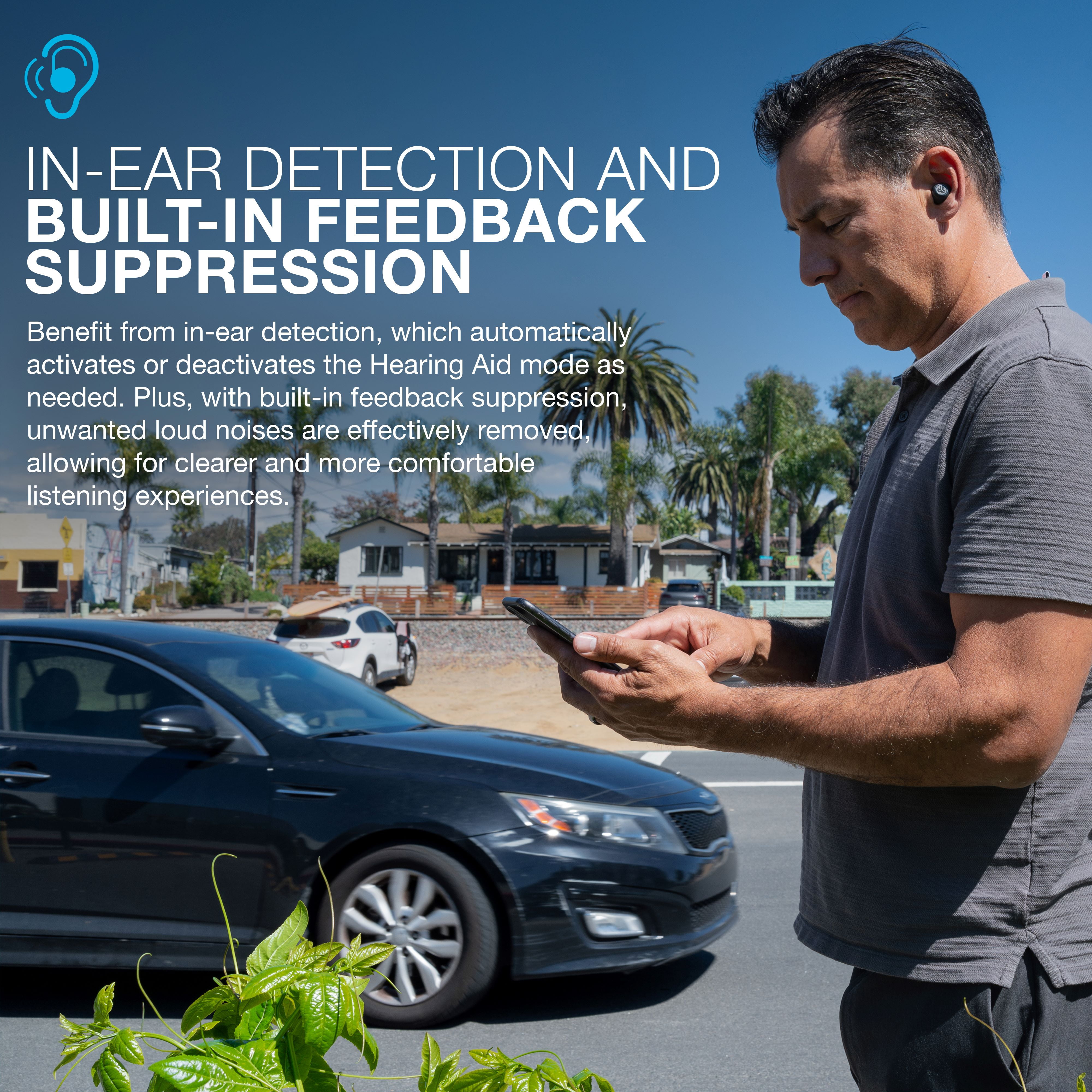 JLab Hear OTC Hearing Aid & Wireless Earbuds with Bluetooth 5.3, Android/iOS, Graphite