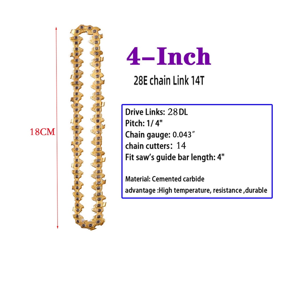 Landgoo 4 Inch Gold Chainsaw Chain 1/4 Pitch 0.043