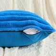 thumbnail image 4 of Single-Sided Faux Fur Plush Throw Pillow Covers 20 x 20 Inch Set of 2 Fuzzy Striped Soft Cozy Pillowcase Luxury Decorative Lumbar Pillows Fluffy Rectangle Cushion Cover for Couch Bed, Royal Blue, 4 of 6