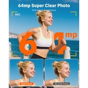 W&O Q5 4K Digital Camera, 180° Flip Screen Point and Shoot Camera with Ring Light, SD Card, Black