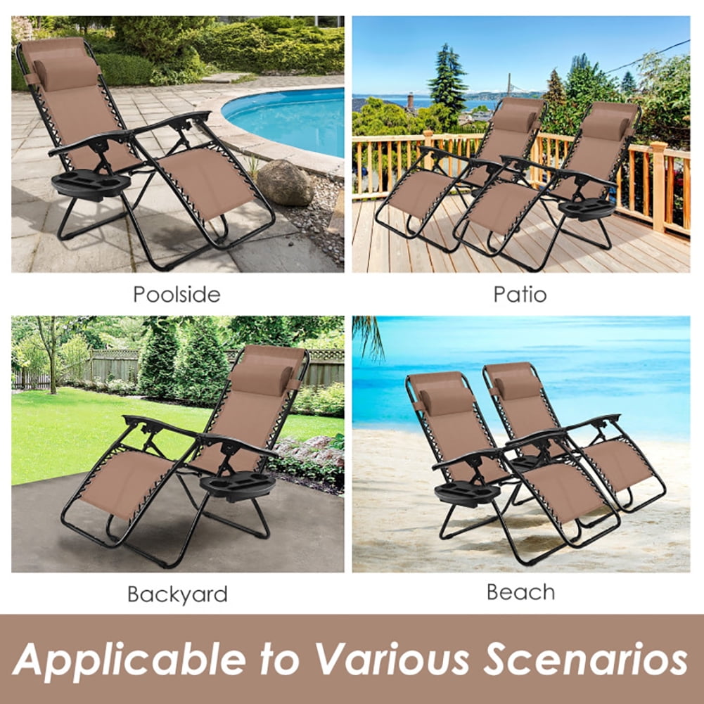 Aimee Lii Outdoor Folding Zero Gravity Reclining Lounge Chair with Utility Tray, Outdoor Patio Furniture, Brown Aimee Lii Outdoor Folding Zero Gravity Reclining Lounge Chair with Utility Tray, Outdoor Patio Furniture, Brown