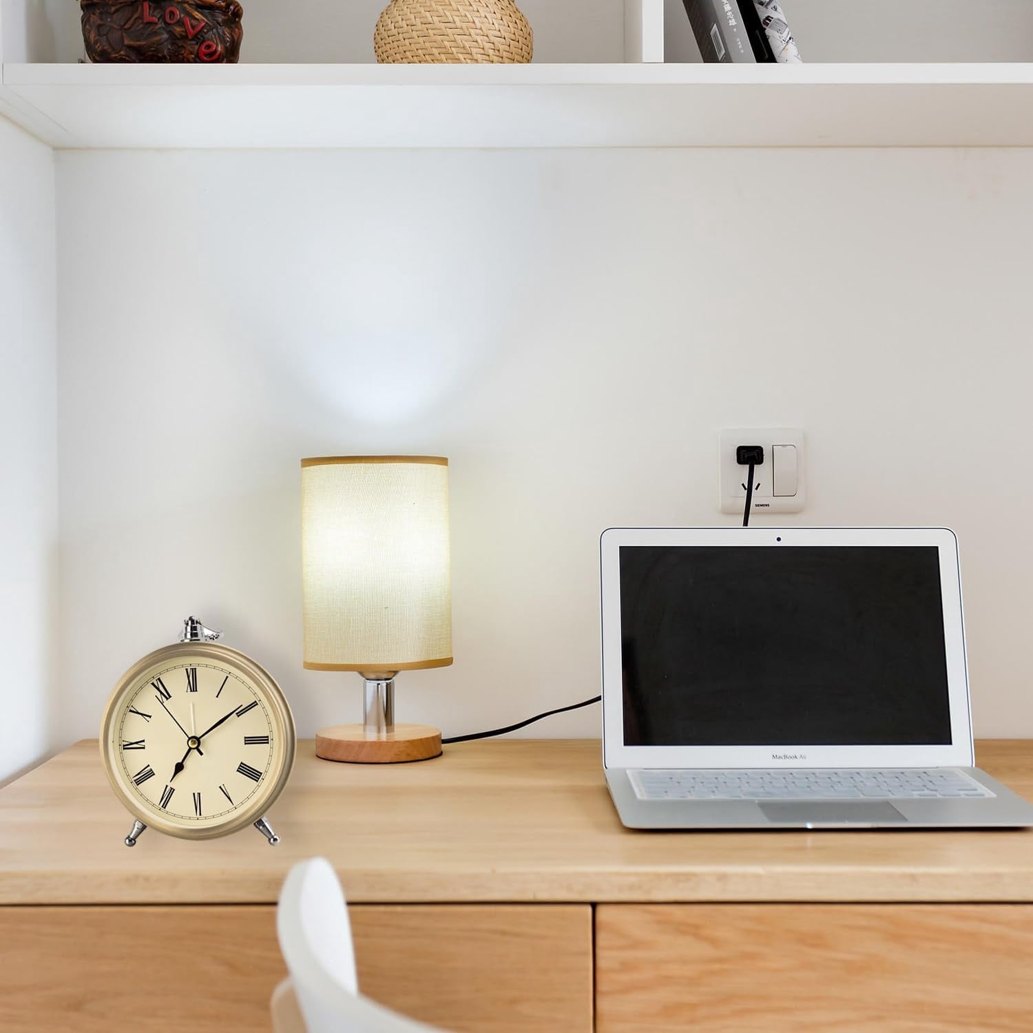 Desk Clock,Battery Operated Clock,Retro Alarm Clock, Ideal for Bedrooms, Vintage Inspired Decor, Silent Non-Ticking,Retro Clock(6 inch,Roman Numerals)