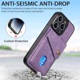 thumbnail image 3 of ELEHOLD for iPhone 11 Pro, Wallet Case with Card Slots,Rugged Shockproof Anti Scratch Kickstand with Hand Strap Wallet Case,Support Magnetic Car Mount, purple, 3 of 7
