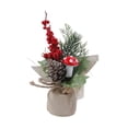 thumbnail image 2 of de Navidad artificial de mesa, regalo de Navidad con bayas rojas, de Navidad pequeño, mini de Navidad para bar, repisa navideña Champiñón, 2 of 8