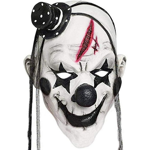 Máscara de látex de Halloween, máscara de payaso aterrador y Horrible, máscara de payaso de Halloween, accesorios de vestir para adultos
