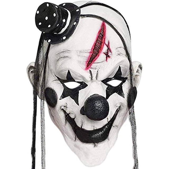 Máscara de látex de Halloween, máscara de payaso aterrador y Horrible, máscara de payaso de Halloween, accesorios de vestir para adultos