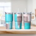 thumbnail image 2 of 20oz Stainless Steel Double Wall Tumbler With Handle Geometric Pattern Insulated Leak Proof Cup Straw Lid For Beverages, 2 of 5