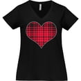 thumbnail image 3 of Inktastic Red Plaid Heart Women's Plus Size V-Neck T-Shirt, 3 of 5